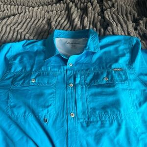 Eddie Bauer Men's Bright Blue Casual Button Down Shirt